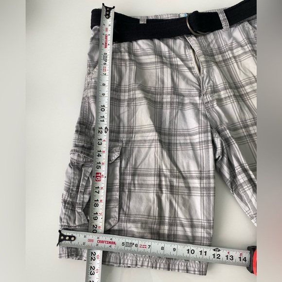 Plaid Cargo Shorts Grey Casual Classic Timeless Shorts - Size 34 - Picture 5 of 7